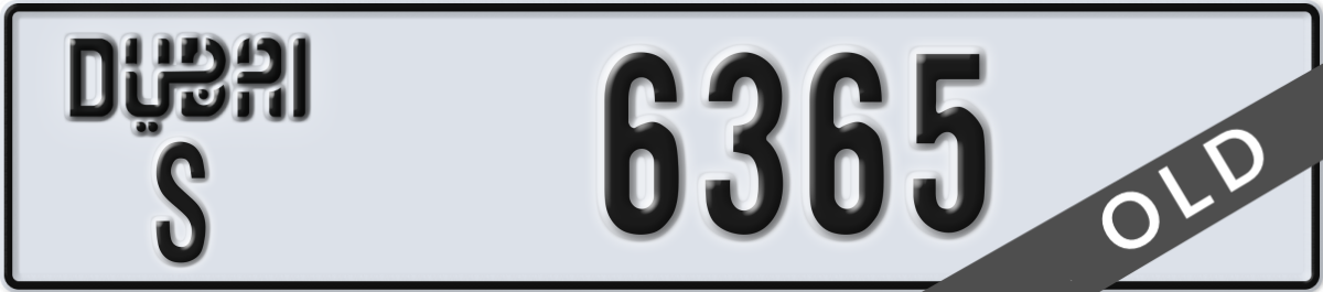 dubai License Plate Number 6365 Code S