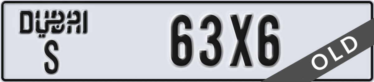 dubai License Plate Number 63X6 Code S