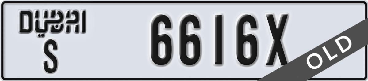 dubai License Plate Number 6616X Code S