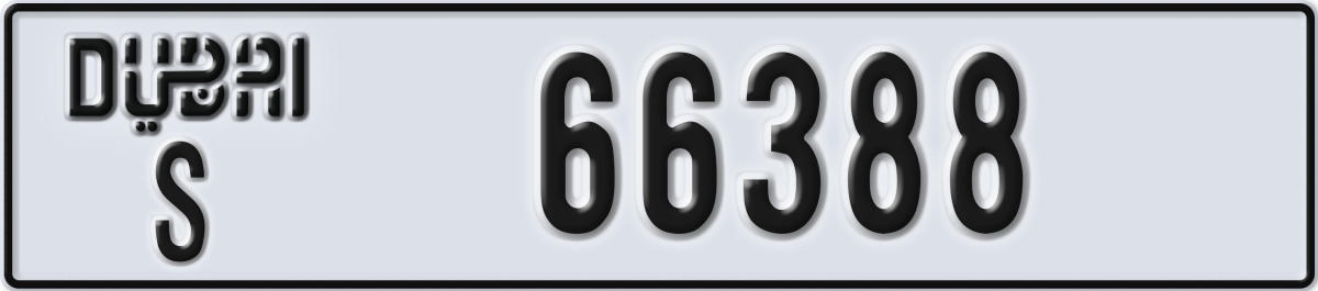 dubai License Plate Number 66388 Code S