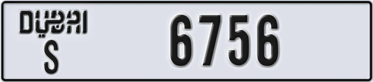 dubai License Plate Number 6756 Code S