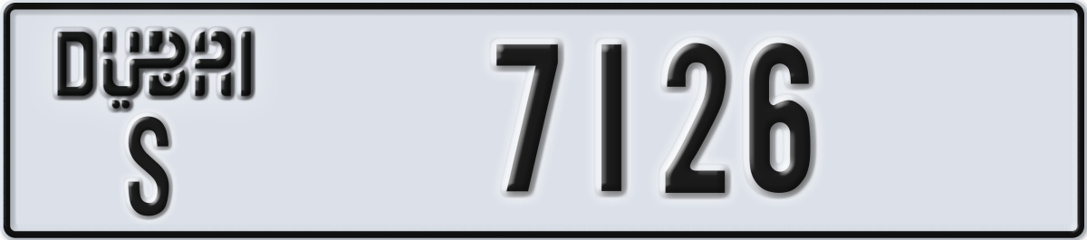 dubai License Plate Number 7126 Code S