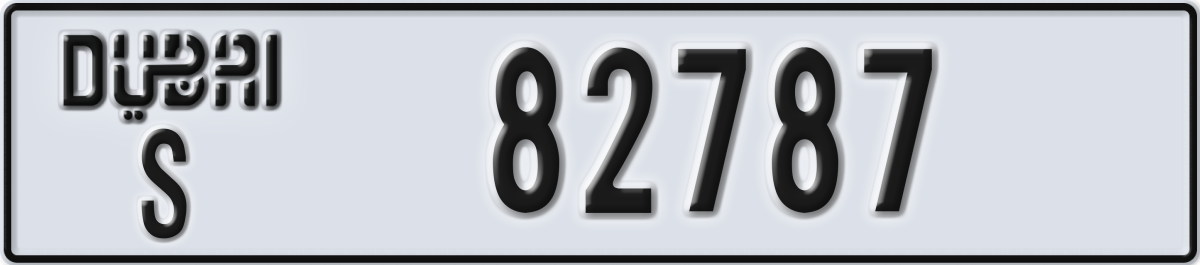 dubai License Plate Number 82787 Code S