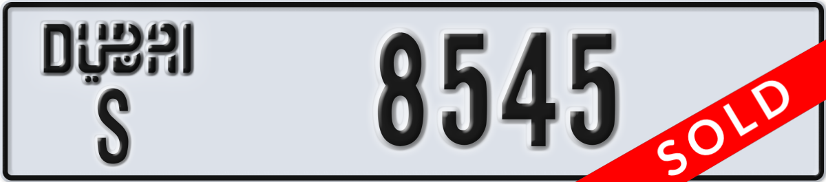 dubai License Plate Number 8545 Code S
