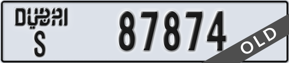 dubai License Plate Number 87874 Code S