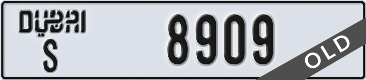 dubai License Plate Number 8909 Code S