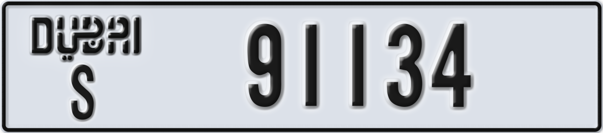 dubai License Plate Number 91134 Code S