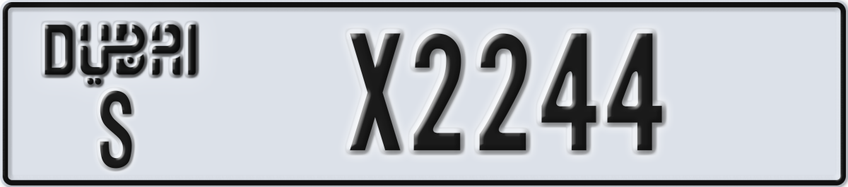 dubai License Plate Number X2244 Code S
