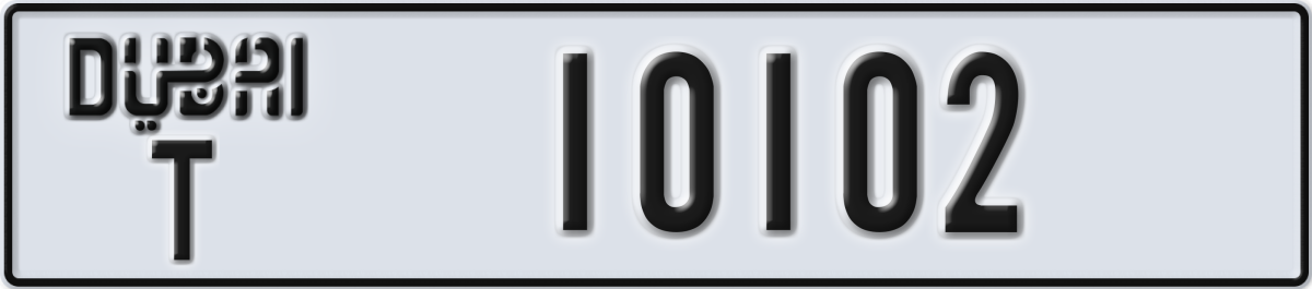 dubai License Plate Number 10102 Code T