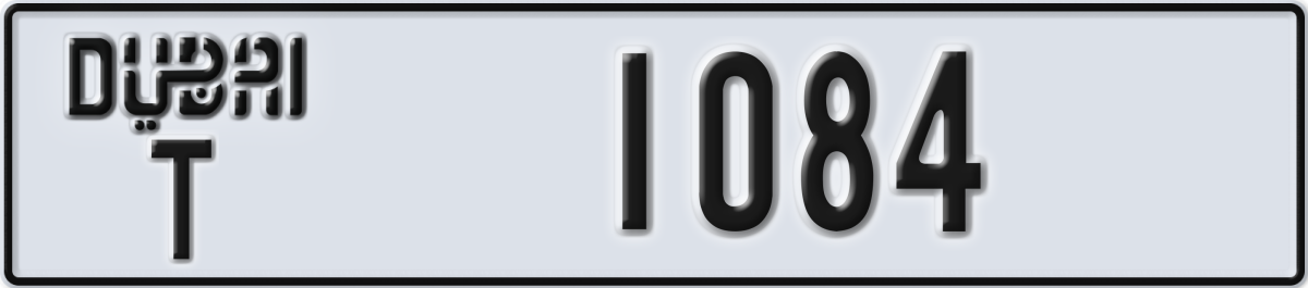 dubai License Plate Number 1084 Code T