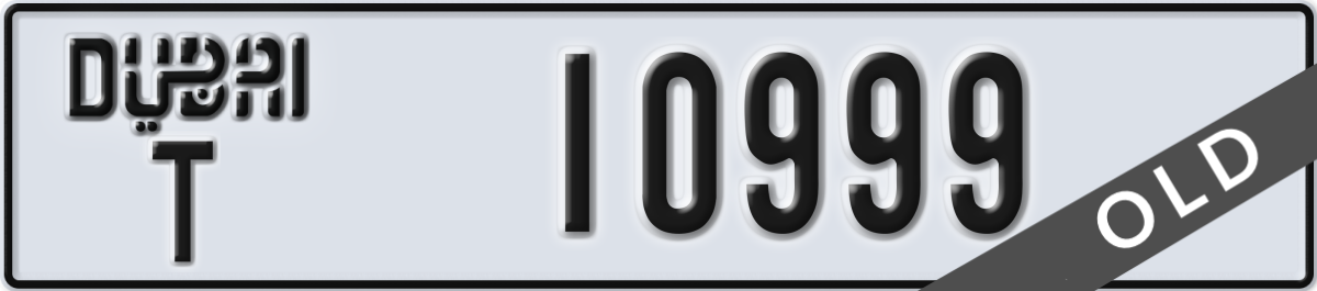 dubai License Plate Number 10999 Code T