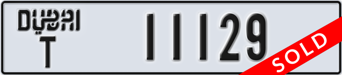 dubai License Plate Number 11129 Code T