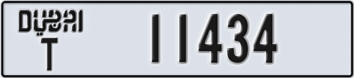 dubai License Plate Number 11434 Code T