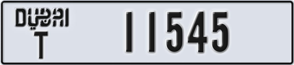 dubai License Plate Number 11545 Code T