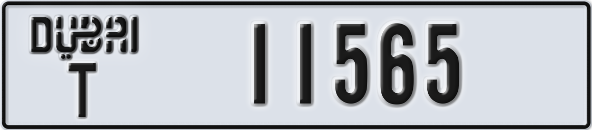 dubai License Plate Number 11565 Code T