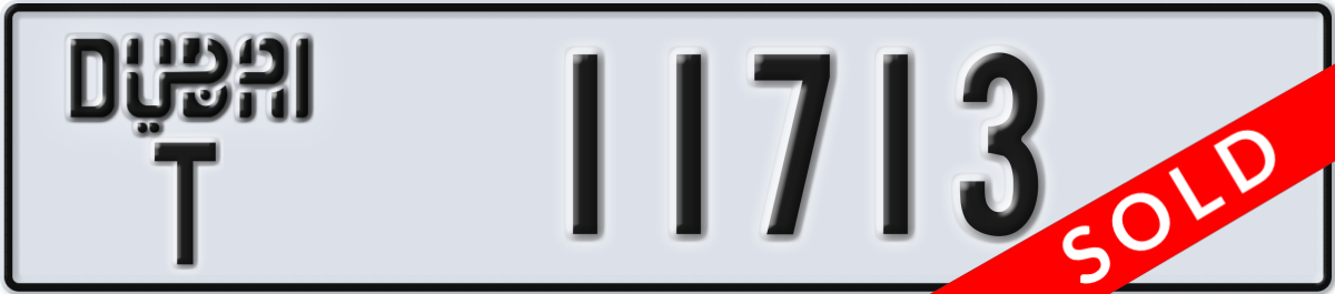 dubai License Plate Number 11713 Code T