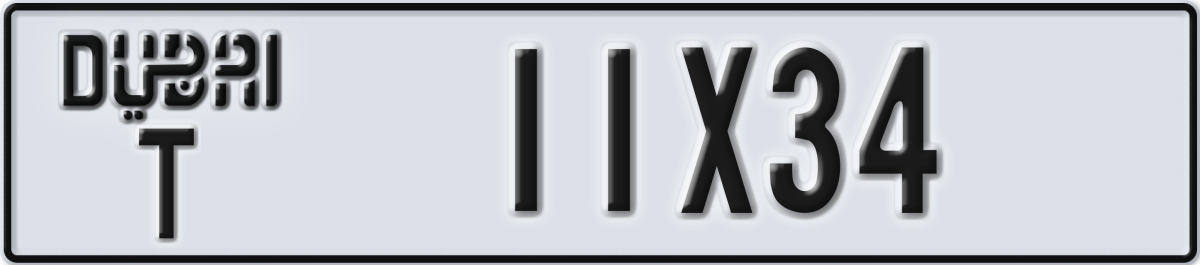 dubai License Plate Number 11X34 Code T