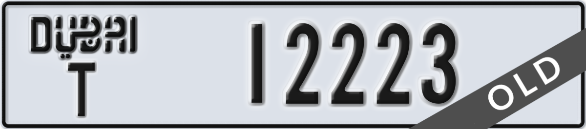 dubai License Plate Number 12223 Code T