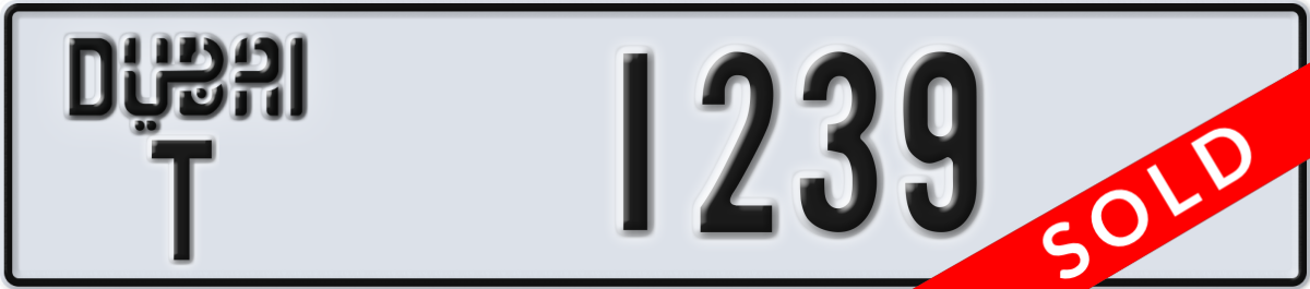 dubai License Plate Number 1239 Code T