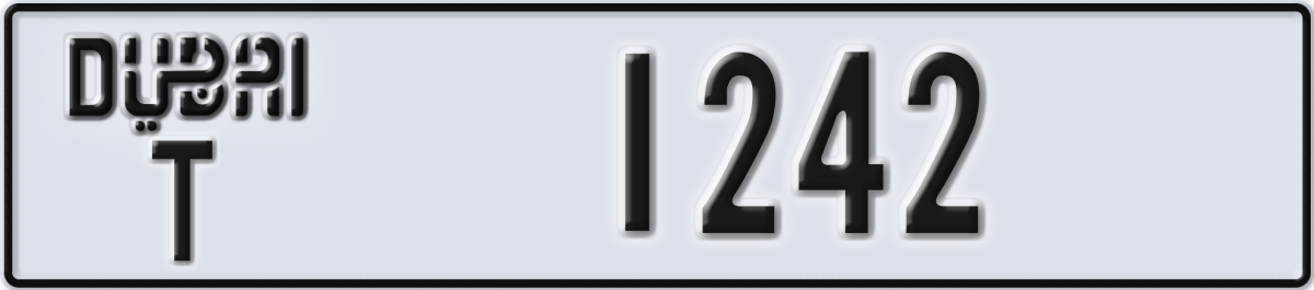 dubai License Plate Number 1242 Code T