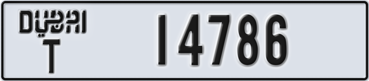 dubai License Plate Number 14786 Code T