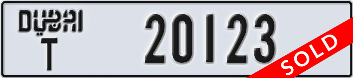 dubai License Plate Number 20123 Code T