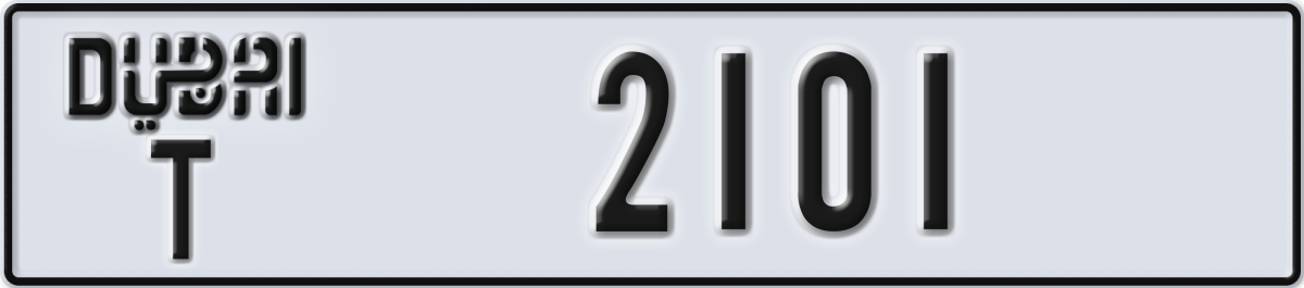 dubai License Plate Number 2101 Code T