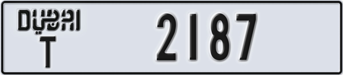 dubai License Plate Number 2187 Code T