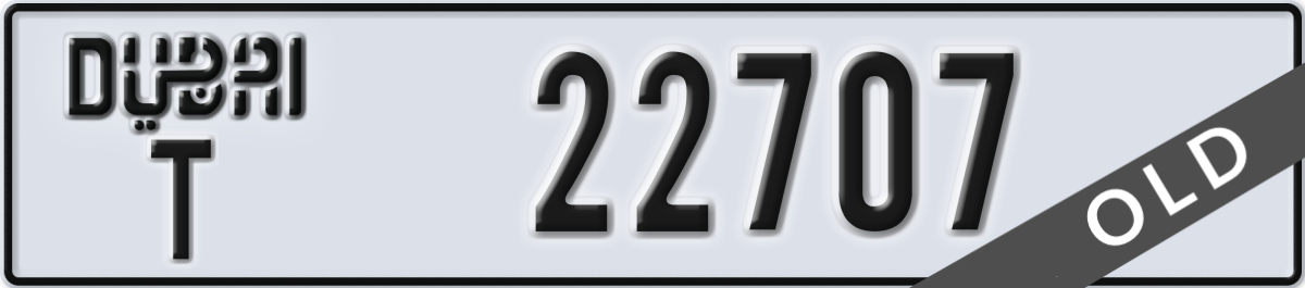 dubai License Plate Number 22707 Code T