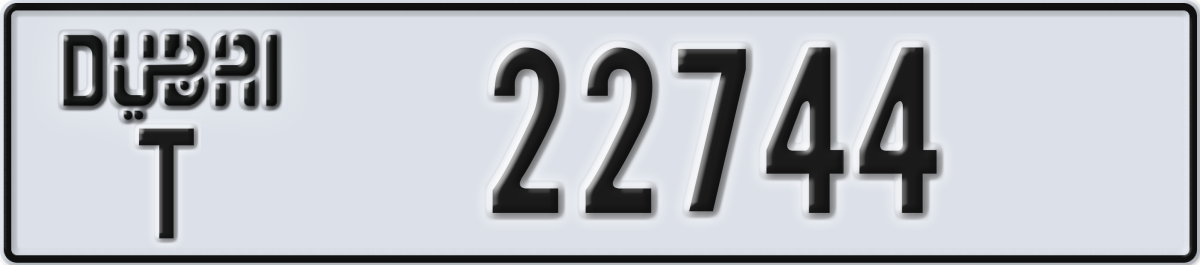 dubai License Plate Number 22744 Code T
