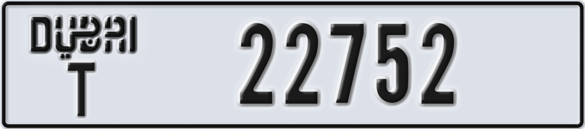 dubai License Plate Number 22752 Code T
