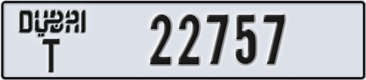 dubai License Plate Number 22757 Code T