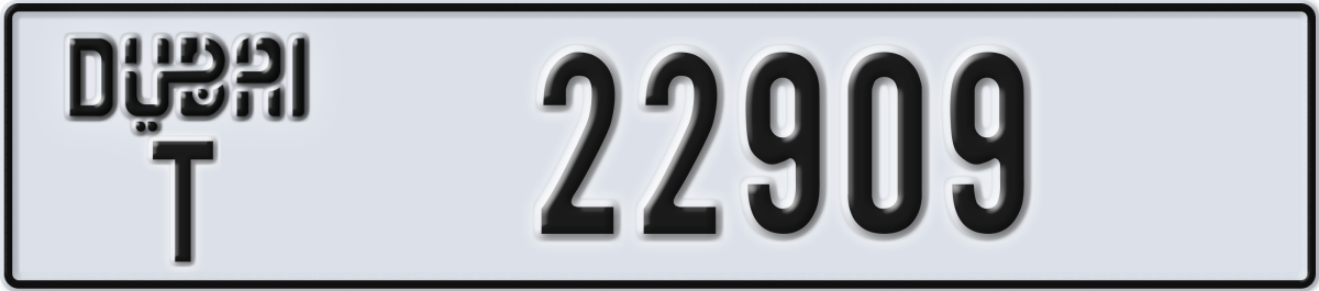 dubai License Plate Number 22909 Code T