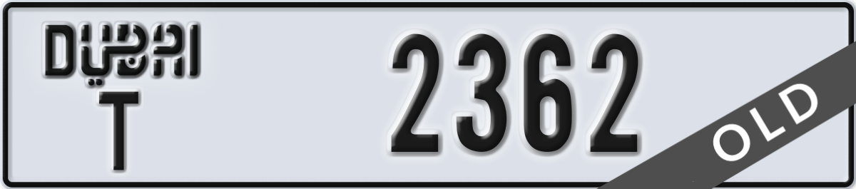 dubai License Plate Number 2362 Code T