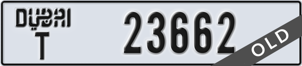 dubai License Plate Number 23662 Code T