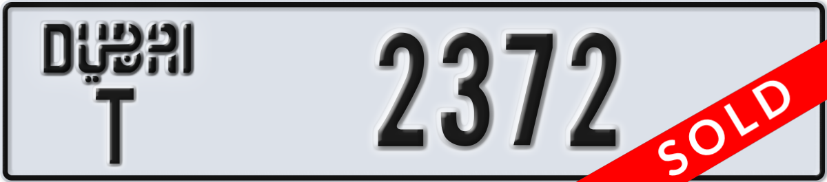 dubai License Plate Number 2372 Code T