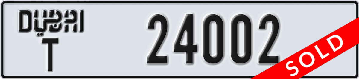 dubai License Plate Number 24002 Code T