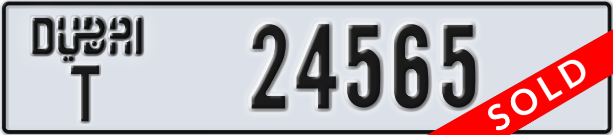 dubai License Plate Number 24565 Code T