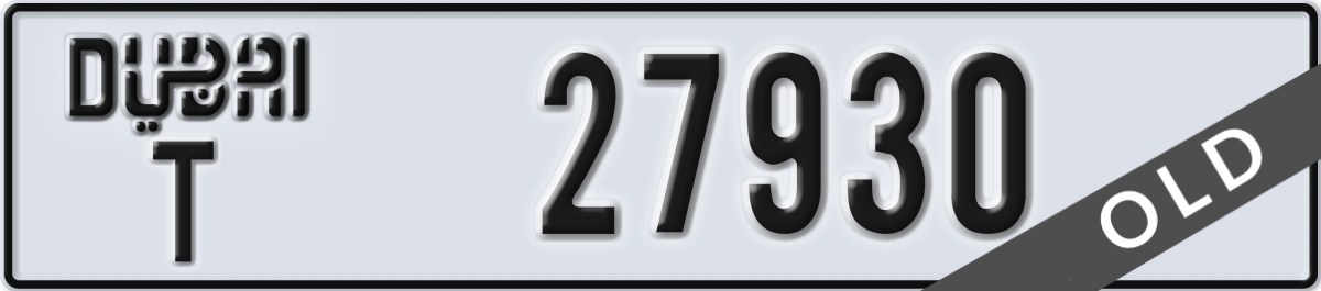 dubai License Plate Number 27930 Code T