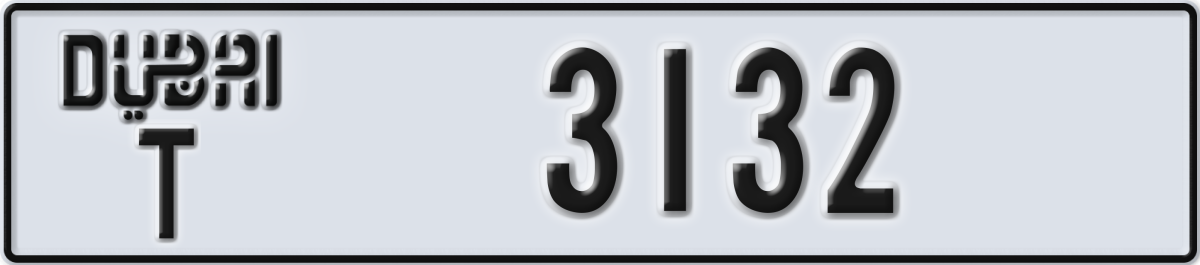 dubai License Plate Number 3132 Code T