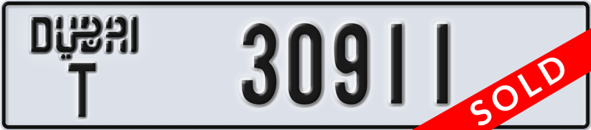 dubai License Plate Number 30911 Code T