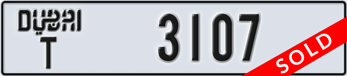 dubai License Plate Number 3107 Code T