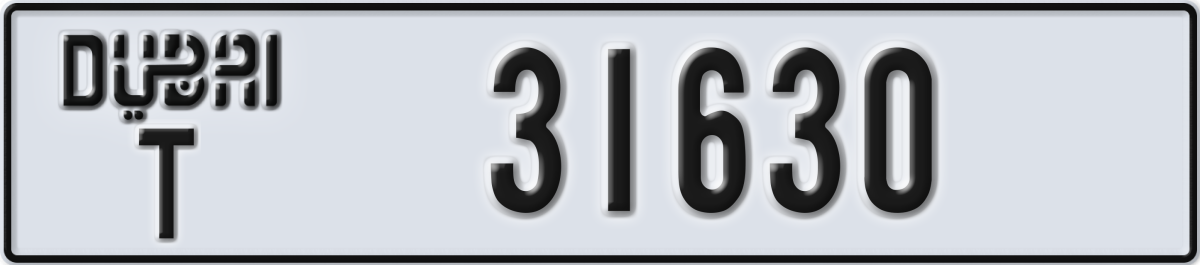 dubai License Plate Number 31630 Code T