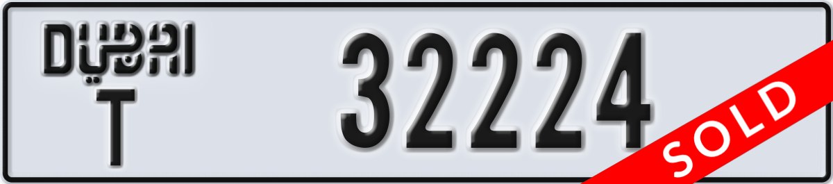 dubai License Plate Number 32224 Code T