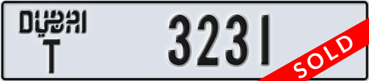 dubai License Plate Number 3231 Code T