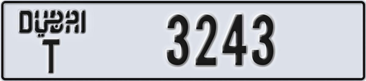 dubai License Plate Number 3243 Code T