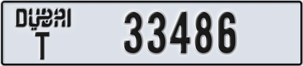 dubai License Plate Number 33486 Code T