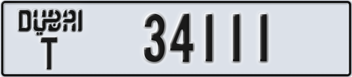 dubai License Plate Number 34111 Code T