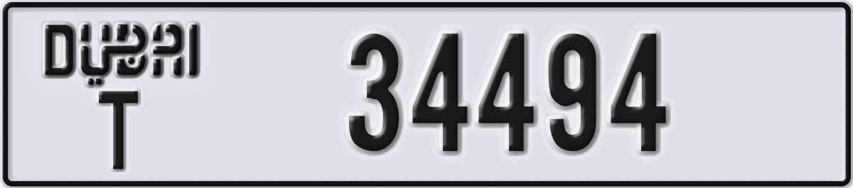 dubai License Plate Number 34494 Code T