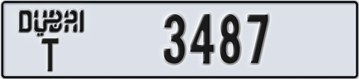 dubai License Plate Number 3487 Code T
